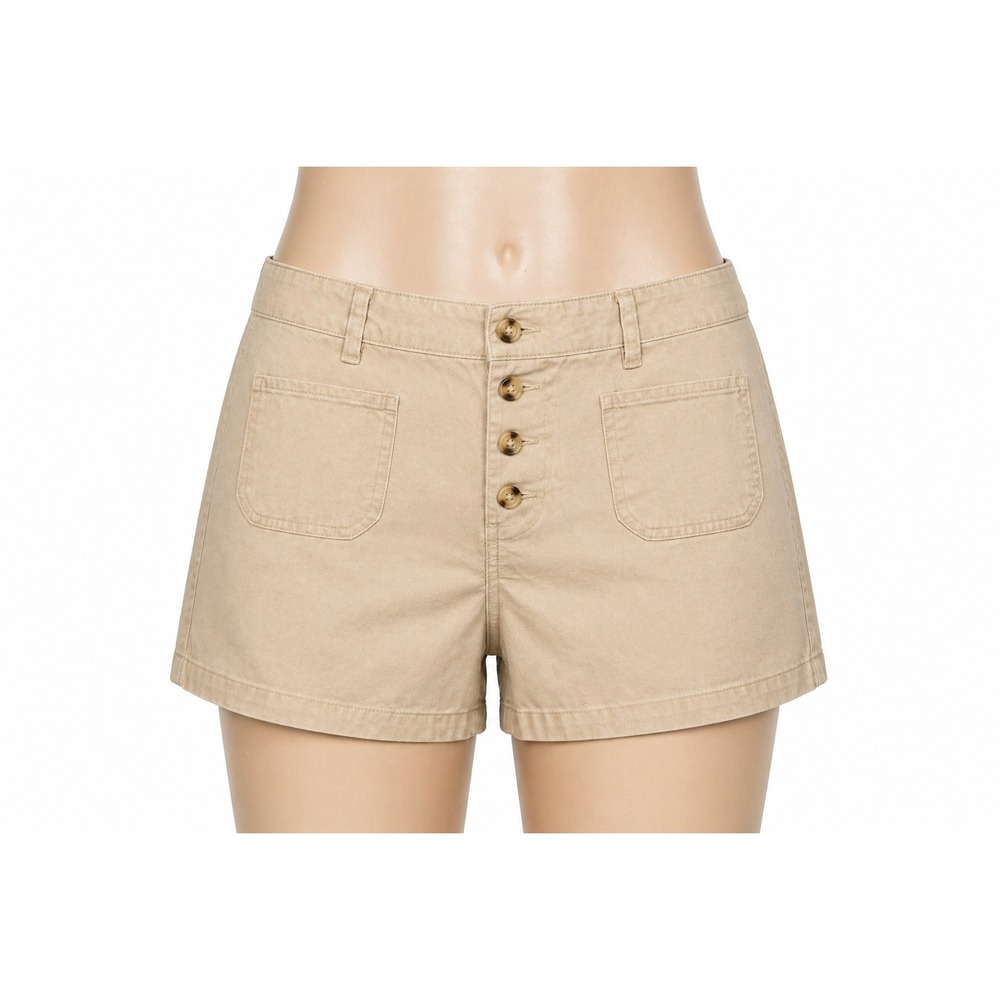 Lee Relaxed Fit High Rise Beige Button Front Shorts Women's Size 16 Casual Utili